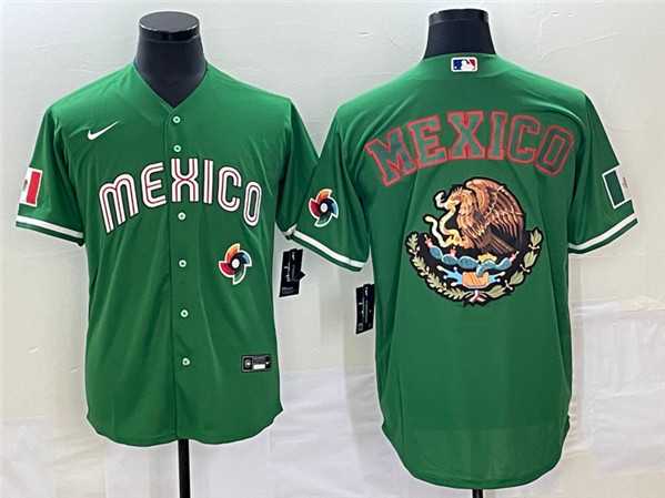 Men%27s Mexico Baseball 2023 Green Team Big Logo World Baseball Classic Stitched Jersey